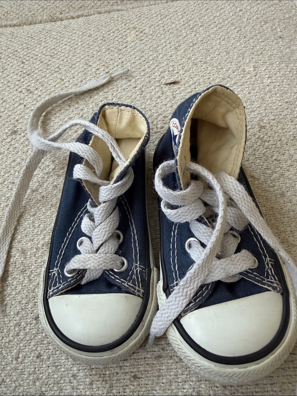 Converse Kids Navy and White Canvas high Top Sneakers